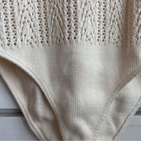 BOZ Crochet Knit Top Cream Open Knit Boho Sweater Canada - Picture 4 of 8